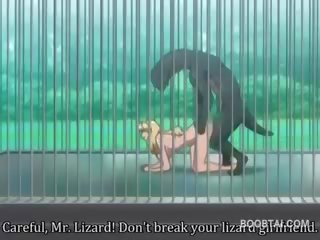 Bystiga animen älskling fitta spikade hård av gigantisk vid den zoo