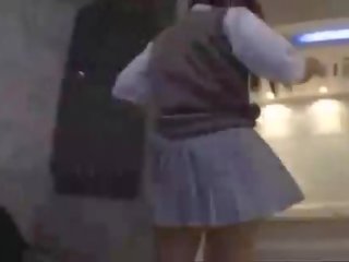 Barely innocent teen japanese school lover show her tight panty !
